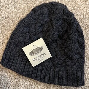 Blarney Woolen Mills Charcoal Cable Knit Beanie NWT Women’s